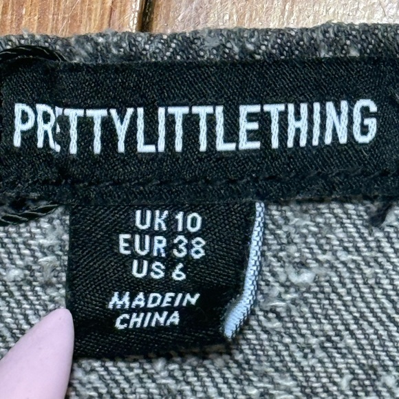 PrettyLittleThing Grey Bobble Denim Corset Crop Top Size US 6 UK 10 NWT - Picture 7 of 9